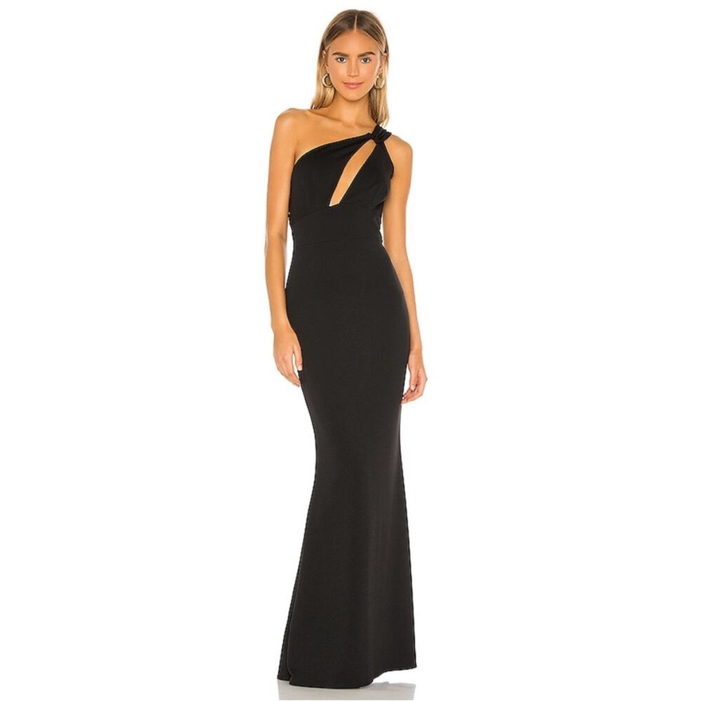 Katie May x REVOLVE Edgy Asymmetrical Gown in Black